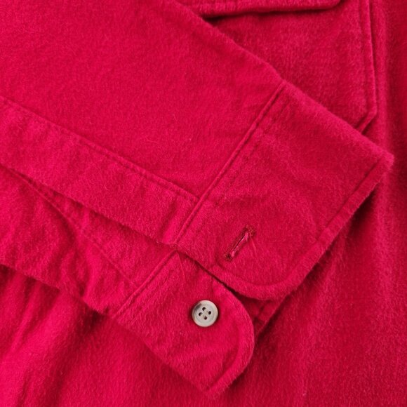 VTG Woolrich Chamois Flannel USA Made Button Up Shirt Red Large Cotton Point - Picture 3 of 16